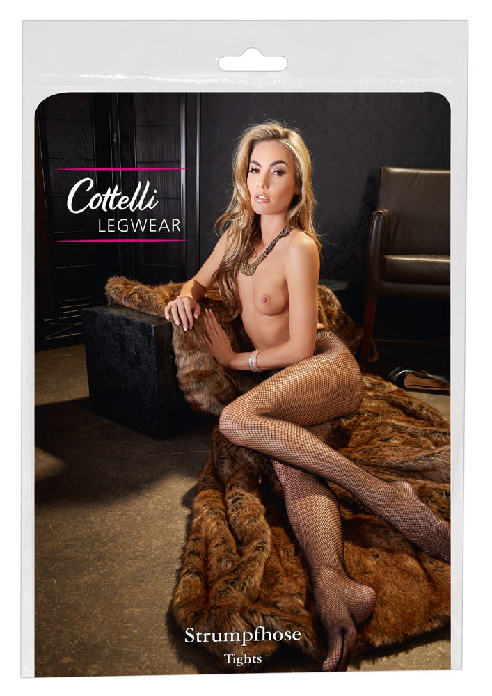 Medias de Rejilla Negra Cottelli Legwear - Diseño sin Costura S-L
