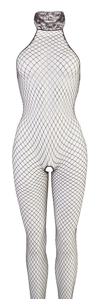 Net Catsuit Black S/M - Malla Elástica con Cuello de Encaje
