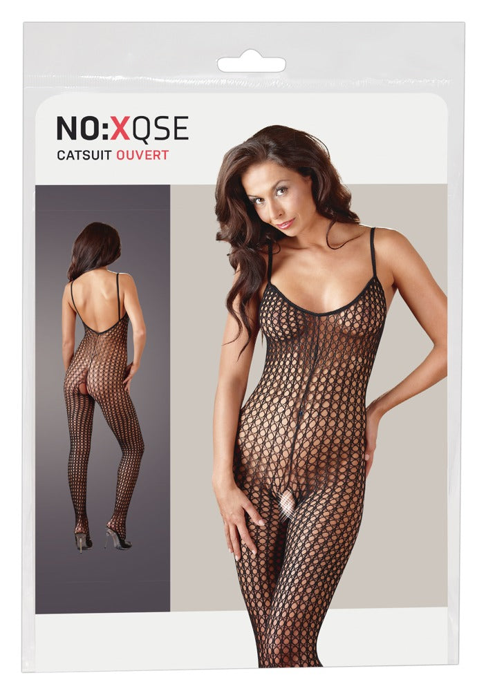 Catsuit Negro Transparente XL/XXL - Red Elástica con Entrepierna Abierta