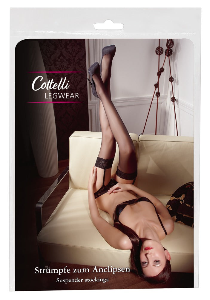 Stockings Black 5 Cottelli Legwear - Medias con Encaje