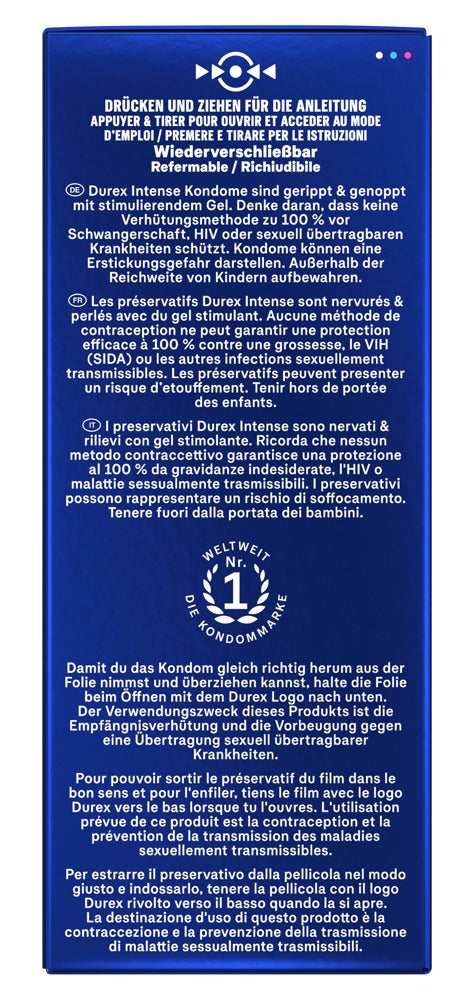 Durex Intense Orgasmic x22 - Preservativos con Estrías y Gel Estimulante