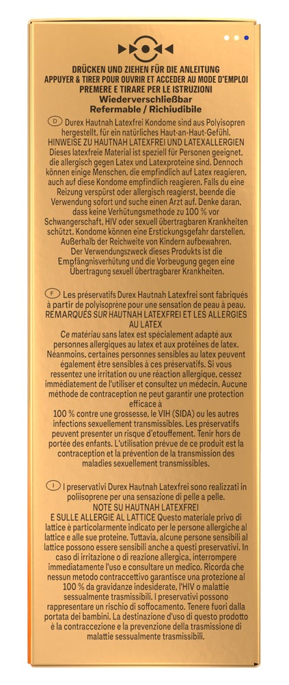 Durex Hautnah Latex Free x30 - Preservativos sin Látex de Poliisopreno