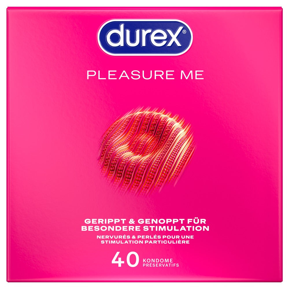 Durex Pleasure Me x40 - Preservativos de Látex con Protuberancias y Estrías