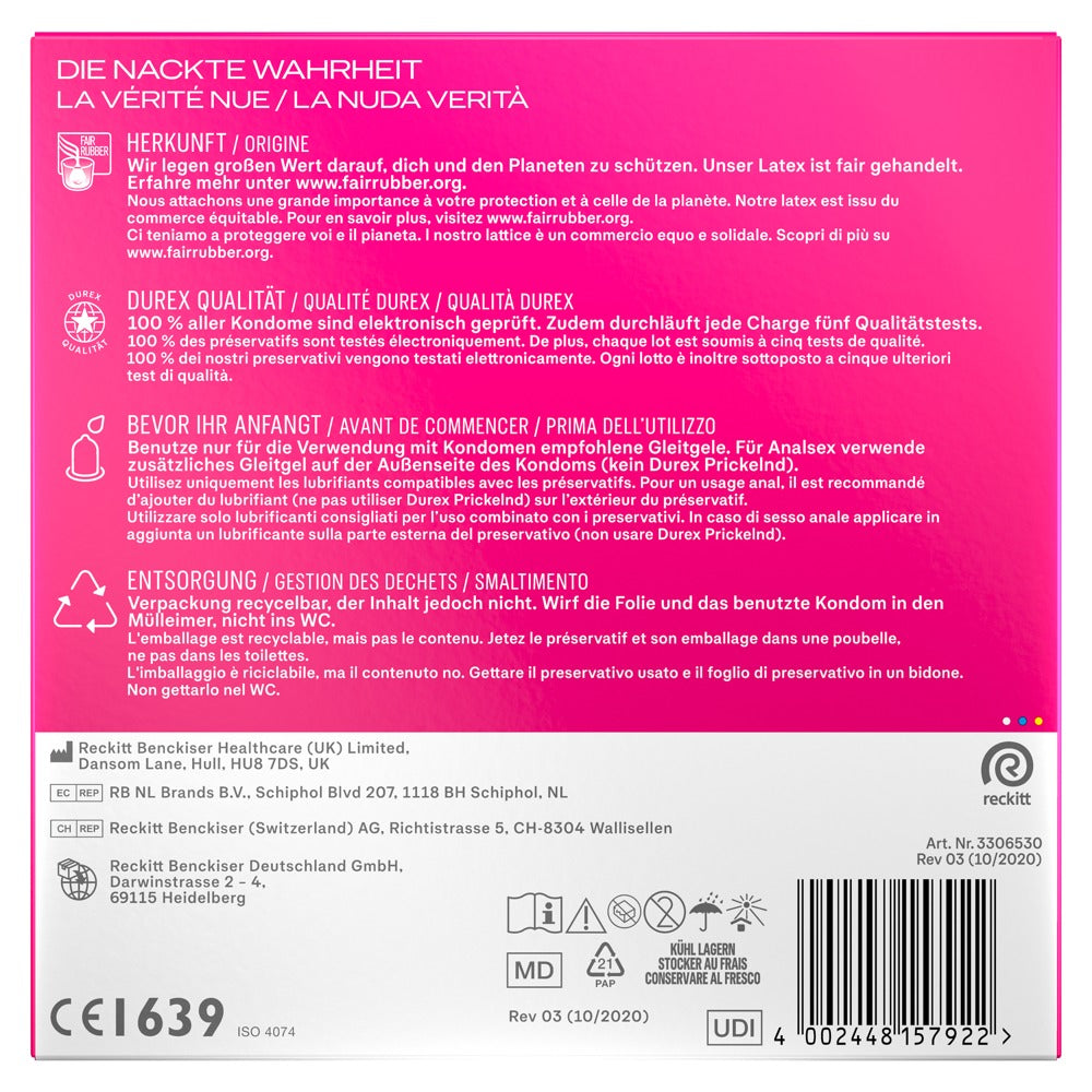 Durex Pleasure Me x40 - Preservativos de Látex con Protuberancias y Estrías