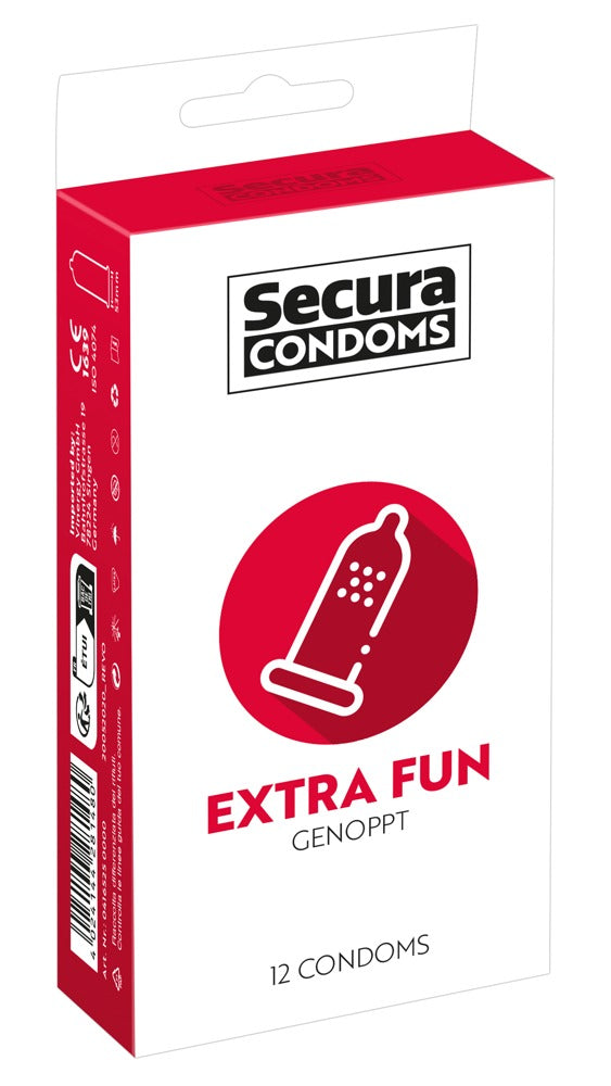Secura Extra Fun 12pcs - Preservativos con Protuberancias Estimulantes