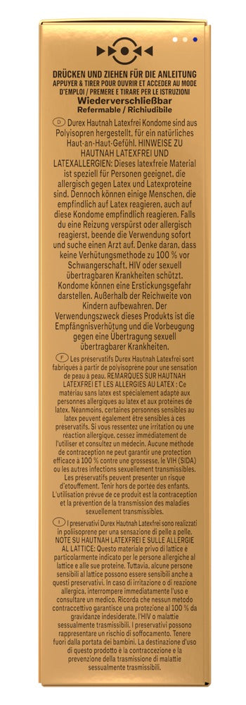 Durex Hautnah Latex-free x10 - Preservativos sin Látex de Poliisopreno