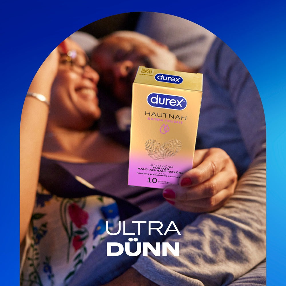 Durex Hautnah Extra Feucht x10 - Preservativos ultrafinos con lubricante de silicona