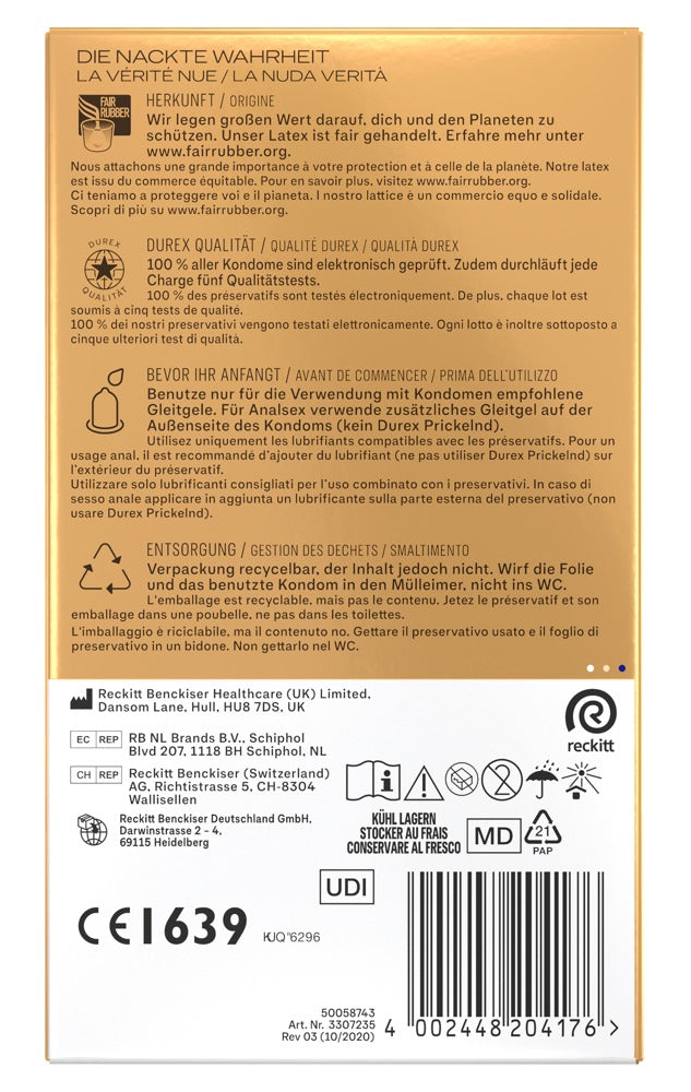 Durex Hautnah Extra Feucht x10 - Preservativos ultrafinos con lubricante de silicona
