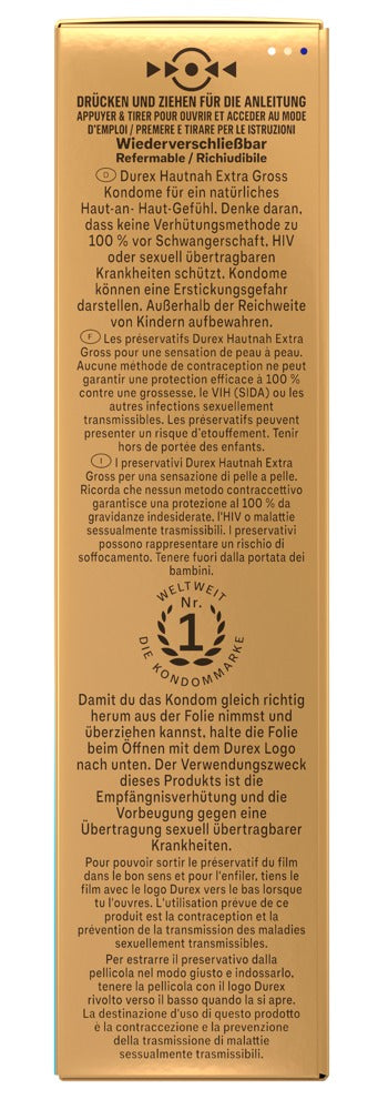 Durex Hautnah Extra Groß - Preservativos Ultrafinos XXL x10