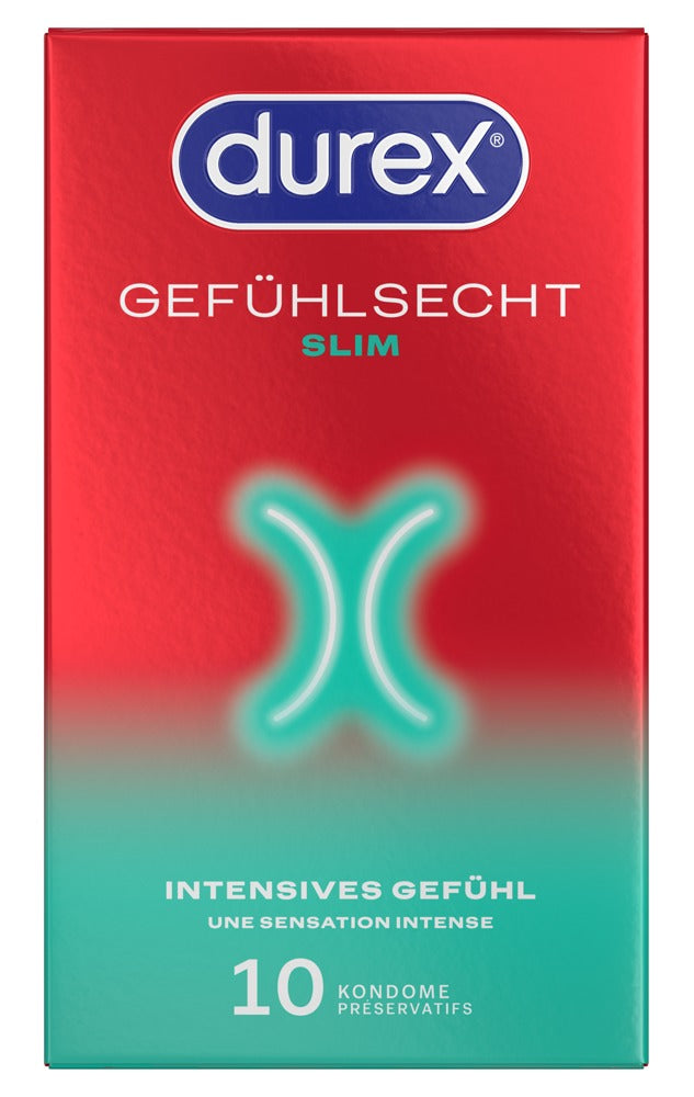 Durex Gefühlsecht Slim x10 - Preservativos ultrafinos 52,5mm