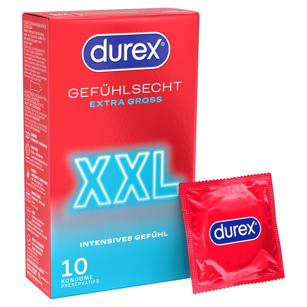 Durex Gefühlsecht Extra Groß - Preservativos XXL 60mm (10 unidades)