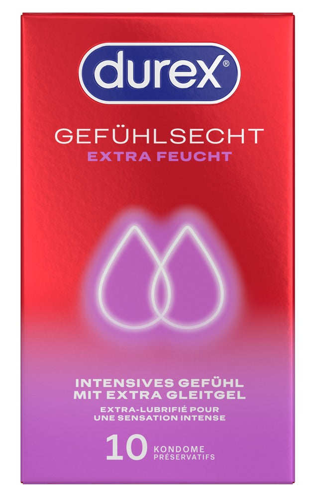 Durex Gefühlsecht Xtrafeucht - Preservativos Extra Lubricados 10 unidades