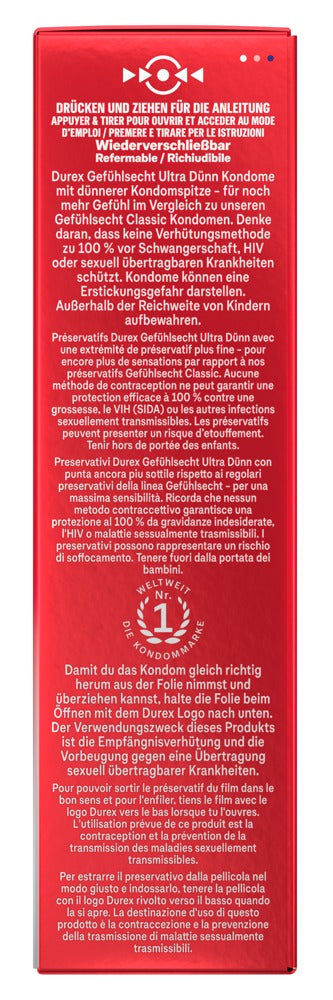 Durex Gefühlsecht Ultra Dünn - Preservativos Ultra Finos 10 Unidades