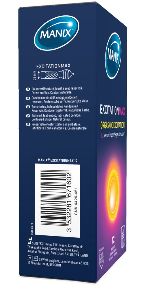 Manix Excitation Max x 12 - Preservativos Estimulantes con Lubricante Térmico