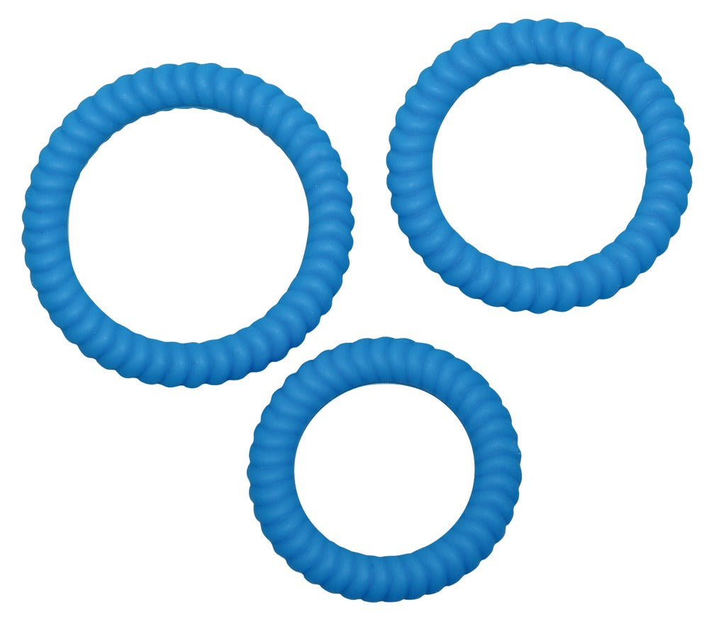 Lust 3 Cock Rings Blue - Set de 3 Anillos de Silicona