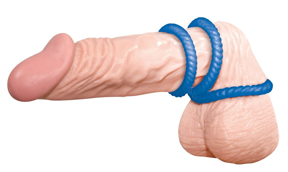 Lust 3 Cock Rings Blue - Set de 3 Anillos de Silicona