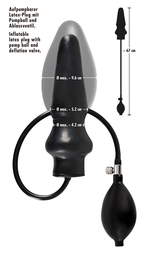 Latex Plug Inflatable - Plug Anal Inflable de Látex Negro