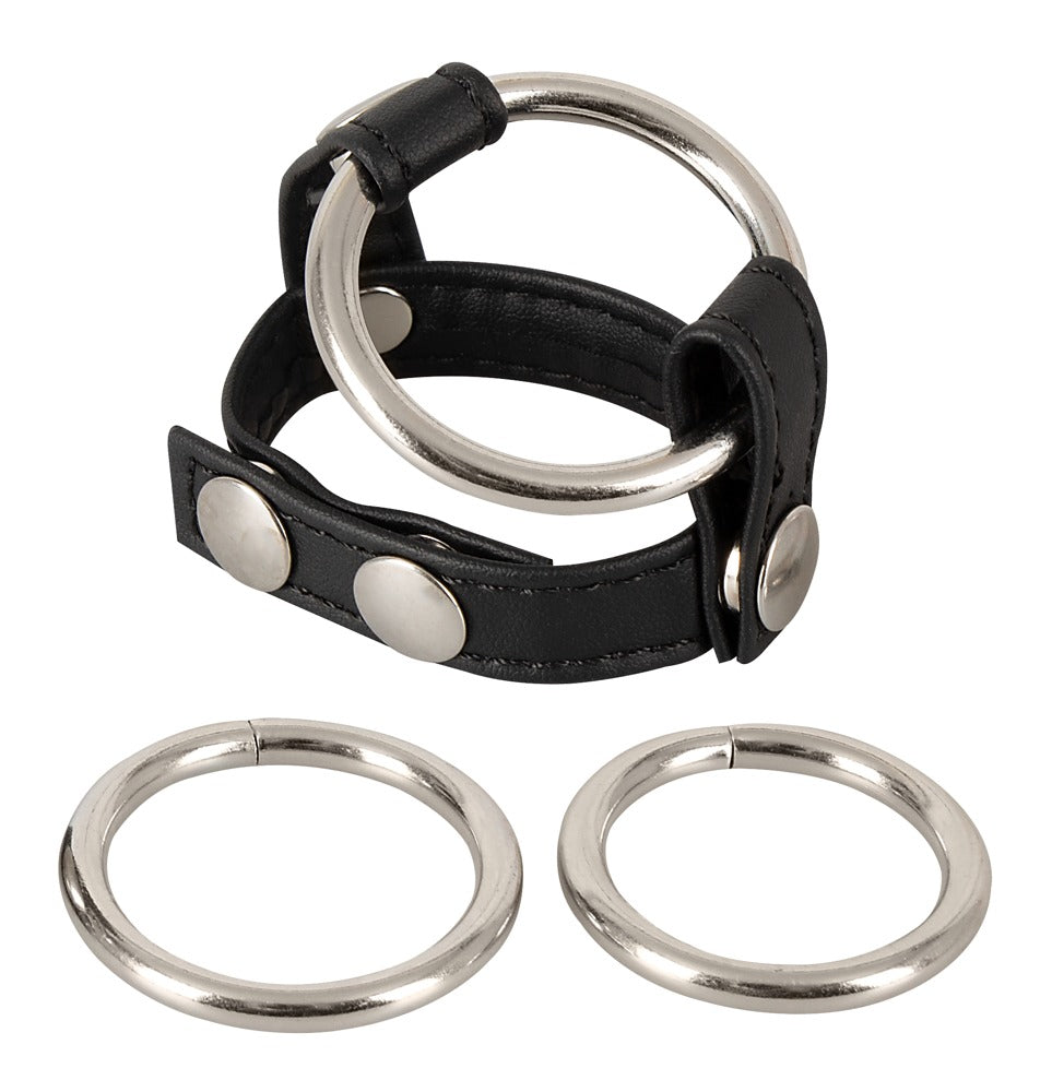 Leather Strap Bad Kitty - Correa de Cuero Ajustable con Anillos Intercambiables