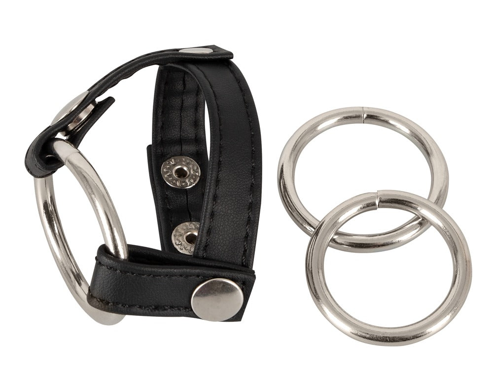 Leather Strap Bad Kitty - Correa de Cuero Ajustable con Anillos Intercambiables