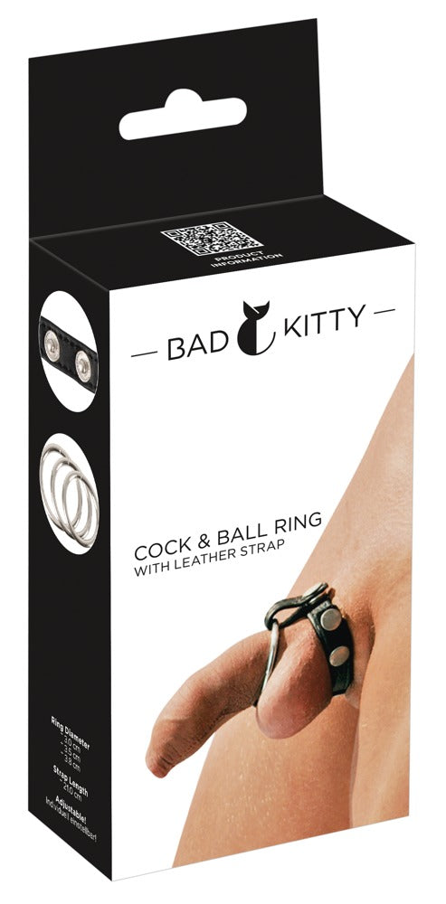 Leather Strap Bad Kitty - Correa de Cuero Ajustable con Anillos Intercambiables