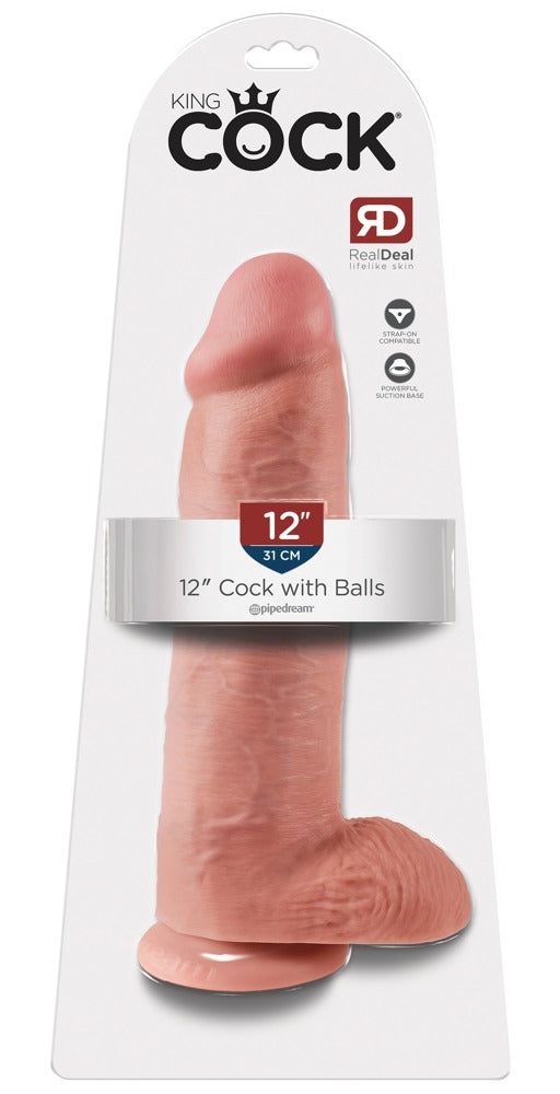 King Cock with Balls 12" - Dildo Realista con Ventosa y Testículos