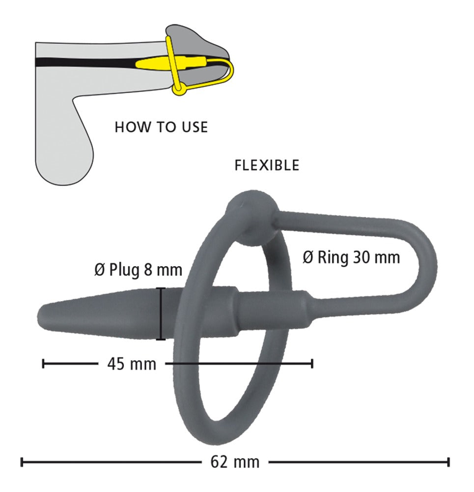 Penis Plug with Glans Ring - Estimulador Uretral de Silicona con Anillo