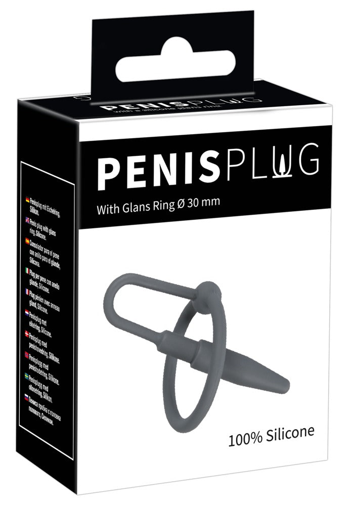 Penis Plug with Glans Ring - Estimulador Uretral de Silicona con Anillo
