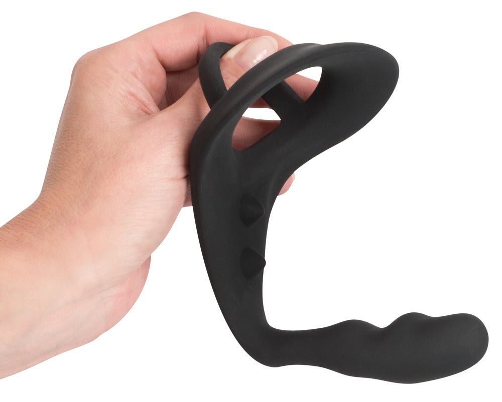 Black Velvets Ring & Plug - Anillo Peneano con Tapón Anal y Puente Perineal
