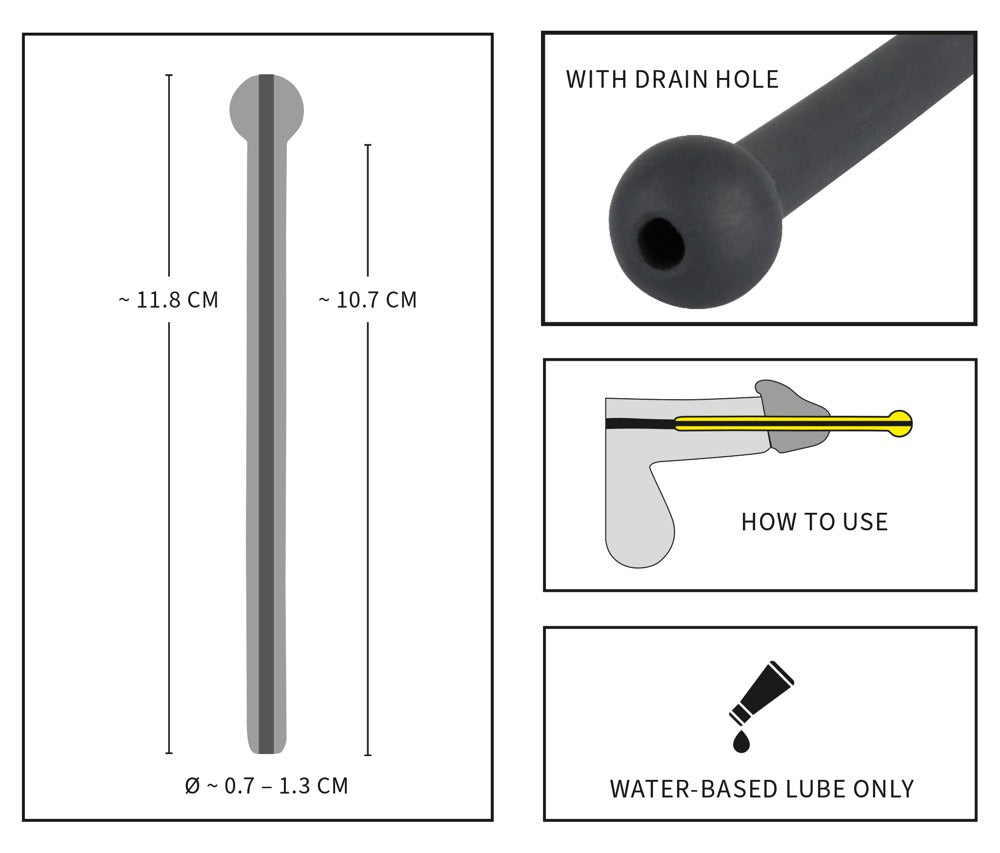 Penis Plug Piss Play Black - Estimulador Uretral de Silicona