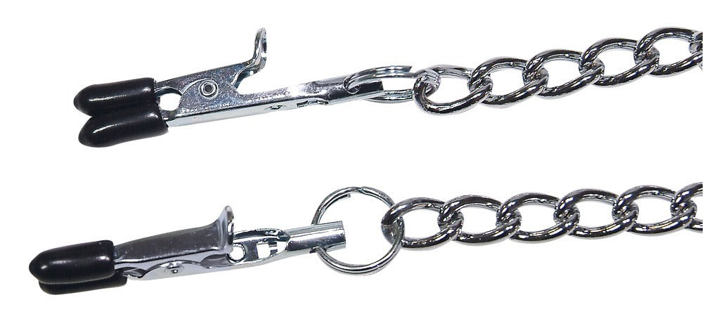 Harness Fetish Collection con Pinzas - Arnés de Pecho Metal Plateado Ajustable