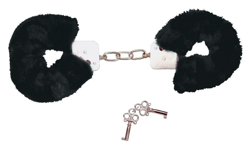 Esposas Bad Kitty Black - Metal con Forro de Felpa Ajustable
