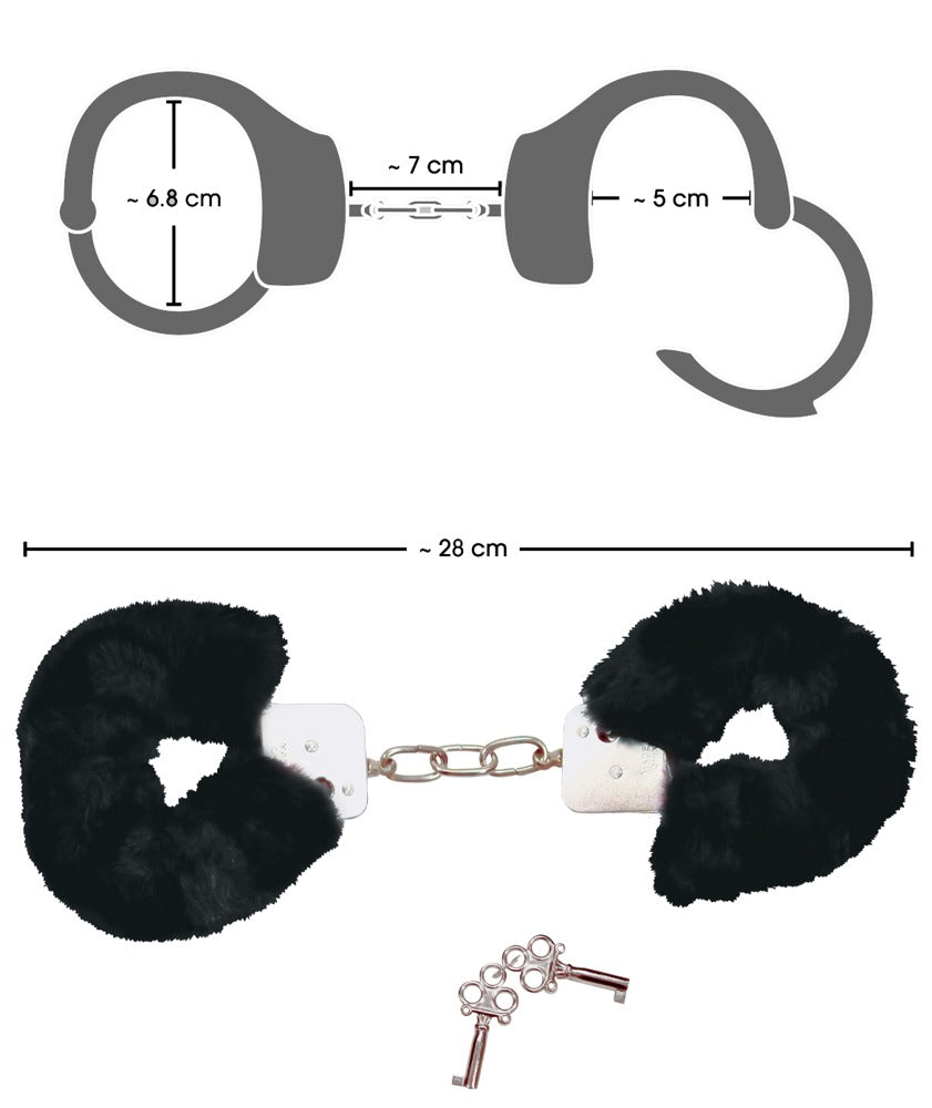 Esposas Bad Kitty Black - Metal con Forro de Felpa Ajustable