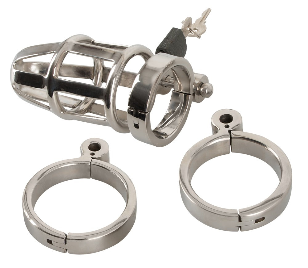Jaula de Castidad You2Toys Acero Inoxidable con 3 Anillos y Doble Llave