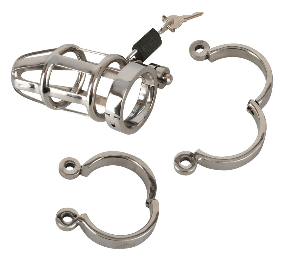 Jaula de Castidad You2Toys Acero Inoxidable con 3 Anillos y Doble Llave