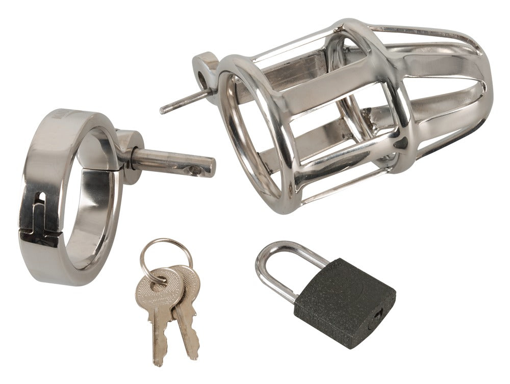 Jaula de Castidad You2Toys Acero Inoxidable con 3 Anillos y Doble Llave
