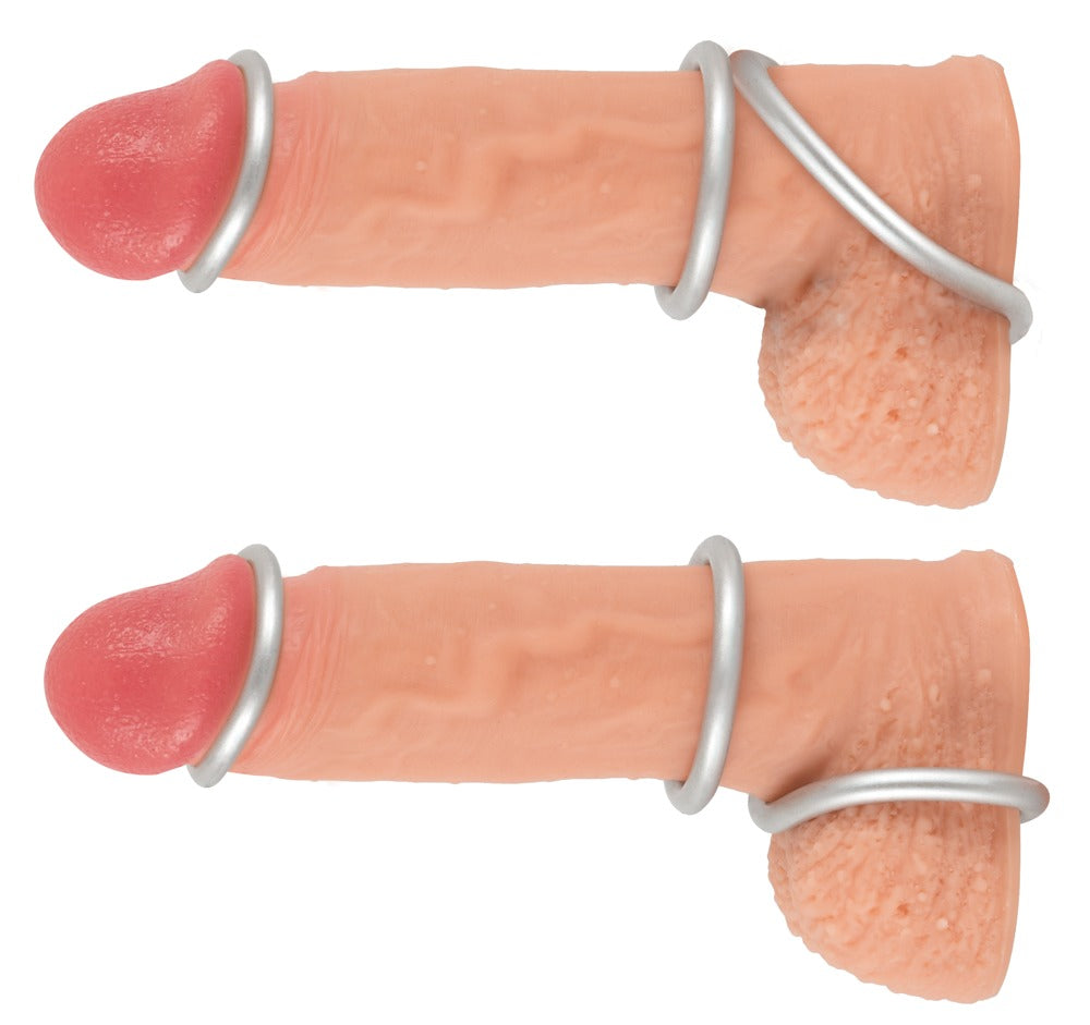 Metallic Silicone Cock Ring Set You2Toys - 3 Anillos de Silicona