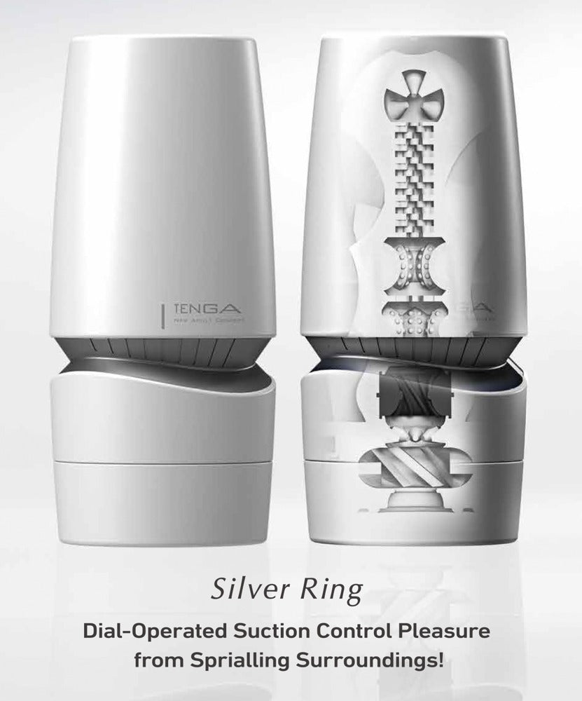 Tenga Aero Silver Ring - Masturbador con 10 Niveles de Succión y Anillo de Silicona