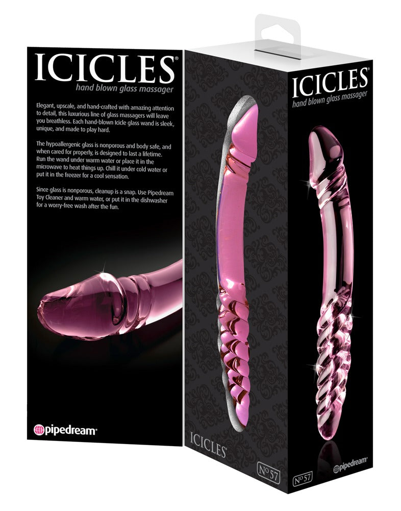 Icicles No. 57 Pink - Masajeador de Vidrio Doble Extremo