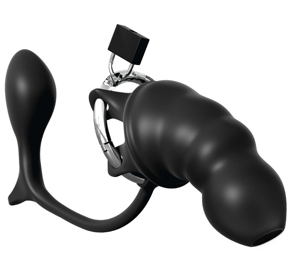 AFE Ass-gasm Cock Blocker - Jaula de Castidad con Tapón Anal