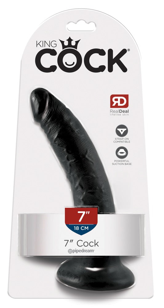 King Cock 7" Cock Dark - Dildo Realista con Base de Succión