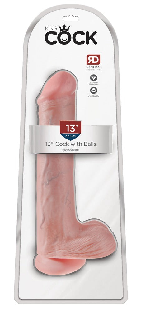 King Cock 13" Dildo Realista XXL con Testículos y Ventosa