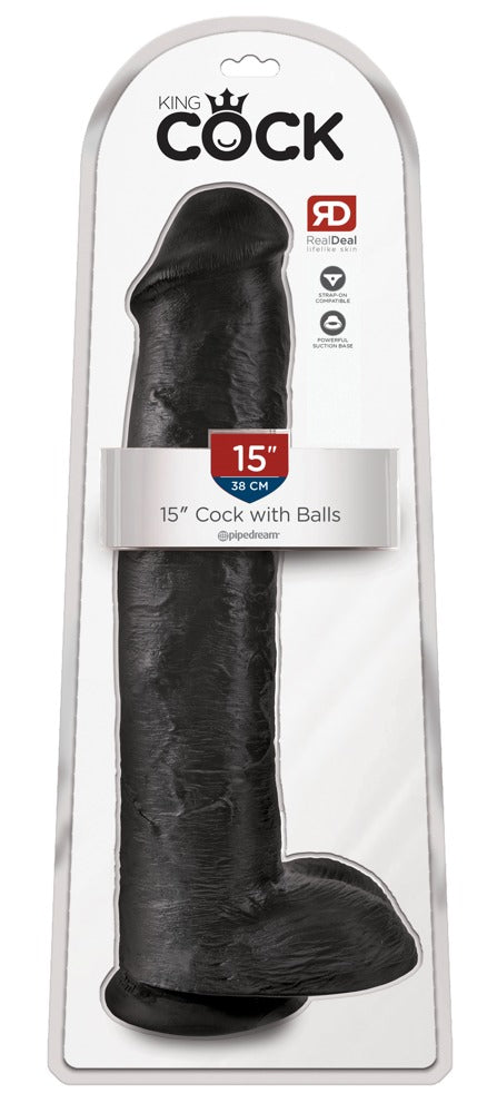 King Cock 15" Dildo Realista XXL con Testículos y Ventosa
