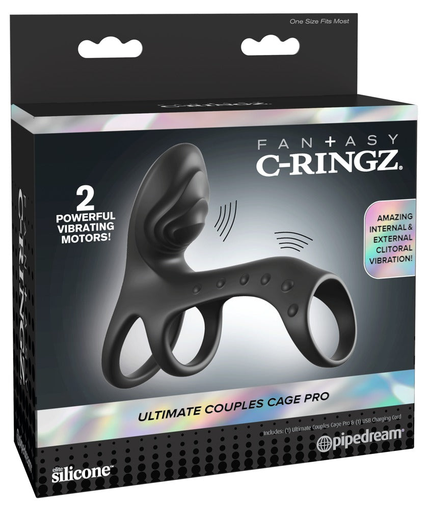 FCR Couples Cage Pro Black - Anillo Vibrador para Parejas