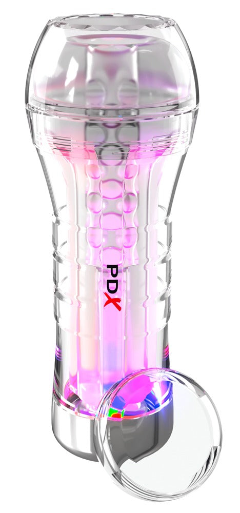 PDX Elite ViewTube XXL See-Thru - Masturbador Stroker Transparente con LED