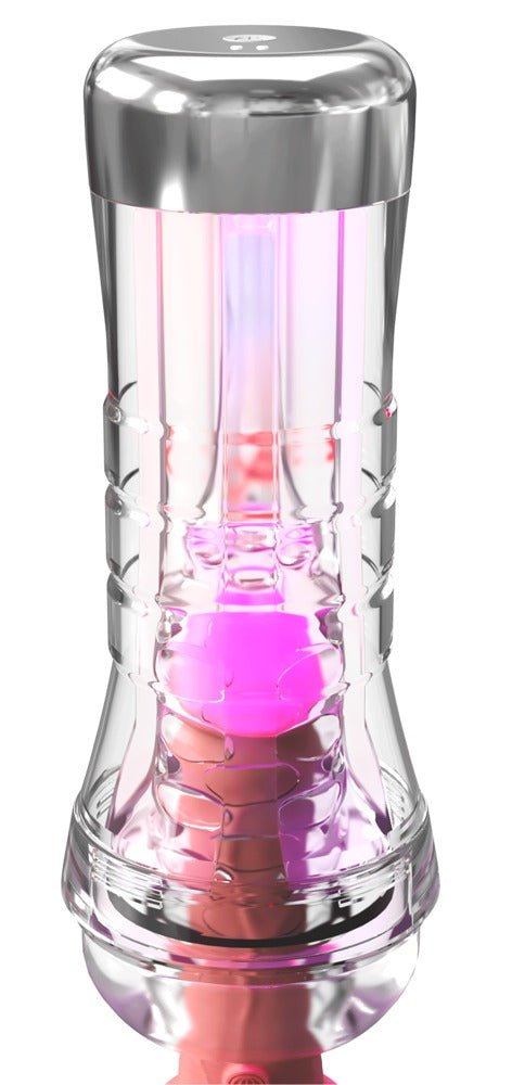 PDX Elite ViewTube XXL See-Thru - Masturbador Stroker Transparente con LED