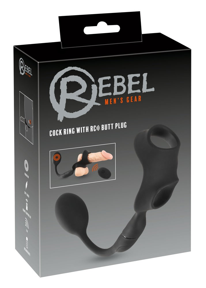 Anillo Peneano Rebel con Plug Anal Vibrador Controlable