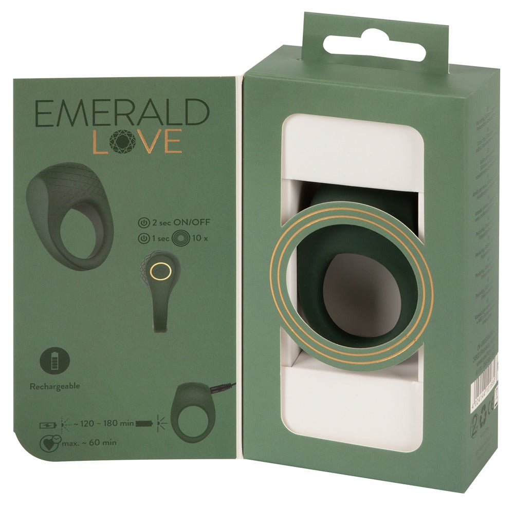 Anillo Vibrador Emerald Love con Estimulador - 10 Modos