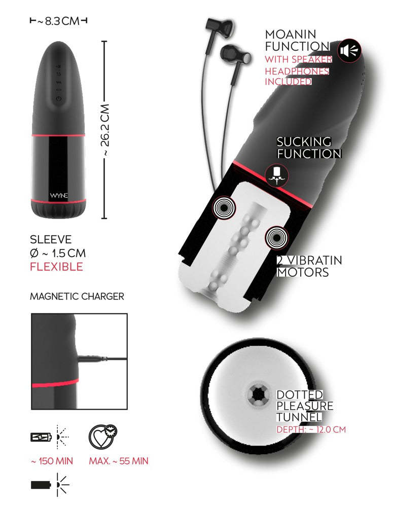 WYNE Masturbador 02 - Doble Estimulación con Vibración y Succión