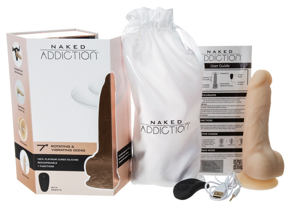 Vibrador Realista 7" Rotating & Vibrating Dong Naked Addiction