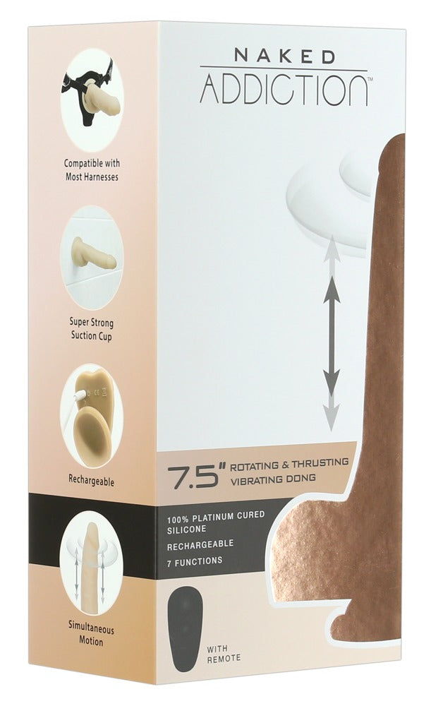 Vibrador Realista 7.5" Rotating & Thrusting con Rotación y Empuje - Naked Addiction